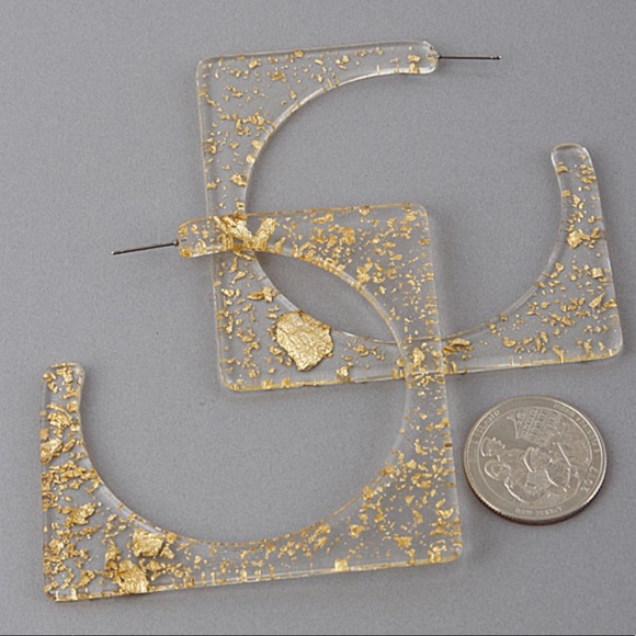 Rectangle Hoop Earrings - Picture 2 of 4